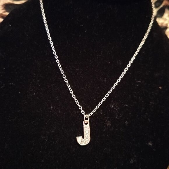 Silver Initial 'J' Pendant Necklace - Picture 3 of 6